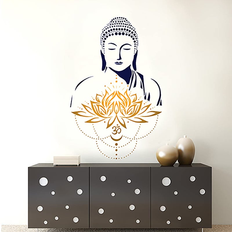 DECORZE Buddha Wall Art, Buddha Stencils, Buddha Art, Budda Stencil for Painting, Buddha Paiting on Wall, Buddha Designs on Walls DBS-0130 - Image 1