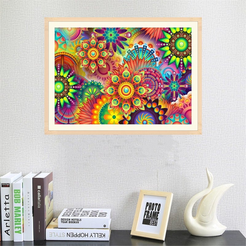 Diamond Painting DIY 5D Colorful Flower Diamond Painting Cube Round Shape Full Drilled Diamond Paintings Kits Arts Craft for Room Wall Decoration - Image 2