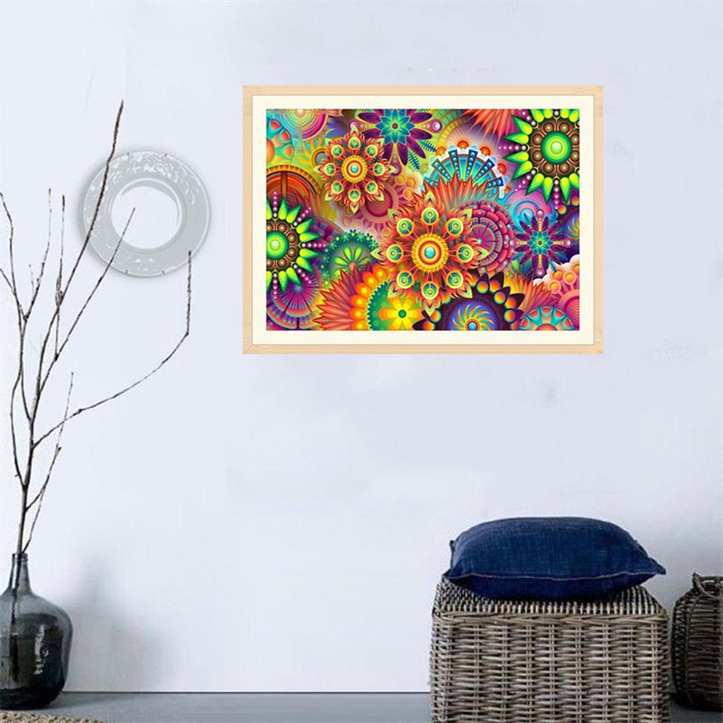 Diamond Painting DIY 5D Colorful Flower Diamond Painting Cube Round Shape Full Drilled Diamond Paintings Kits Arts Craft for Room Wall Decoration - Image 4