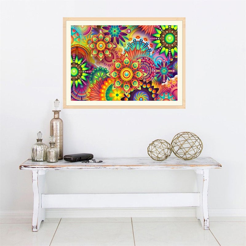 Diamond Painting DIY 5D Colorful Flower Diamond Painting Cube Round Shape Full Drilled Diamond Paintings Kits Arts Craft for Room Wall Decoration - Image 3
