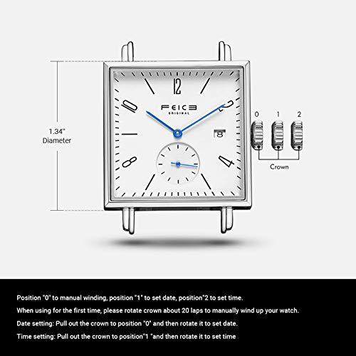 FEICE Sapphire Crystal Square Automatic Watch Classic Minimalistic Watch Minimalist Casual Watches for Men Women Unisex -FM301 - Image 3