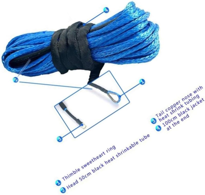 Heavy Duty Nylon Car Trailer Rope Electric Winch Tow Strap for Vehicle Towing, Sturdy Blue Nylon Tow Rope Suitable for Trucks and Suvs - Image 2