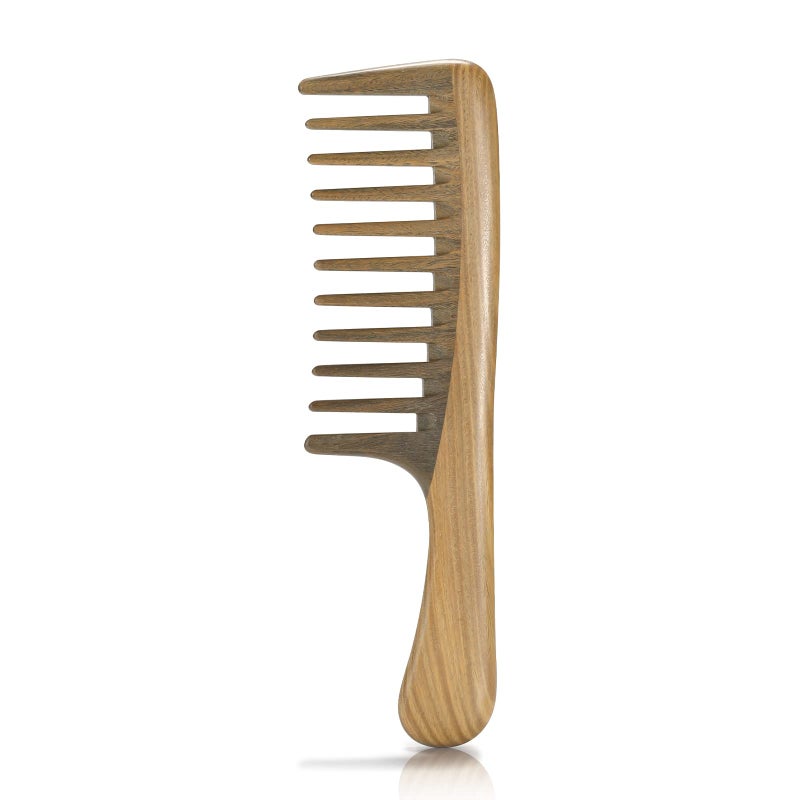 BESTOOL Wide Tooth Comb, Extra Large Natural Sandalwood Wide Tooth Comb Detangler for Curly Long Thick Wet or Dry Hair Anti-static - Image 1