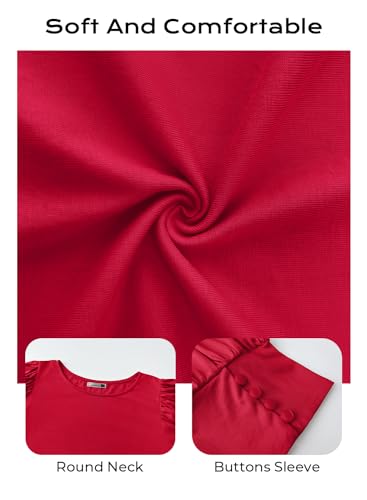 DOROSE Womens Tops 2025 Summer Top Cute Short Puff Sleeve Blouse(X-Large, Red) - Image 4