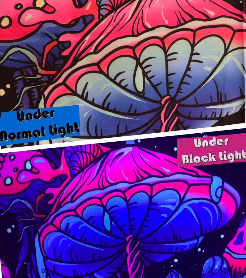 TUGCAY Blacklight Mushroom Tapestry, Glow In The Dark Tapestry Black Light Plant Fantasy UV Reactive Mushroom Butterfly Moon Tapestries Posters Wall Hanging for Bedroom Dorm Decor(50"x60") - Image 4