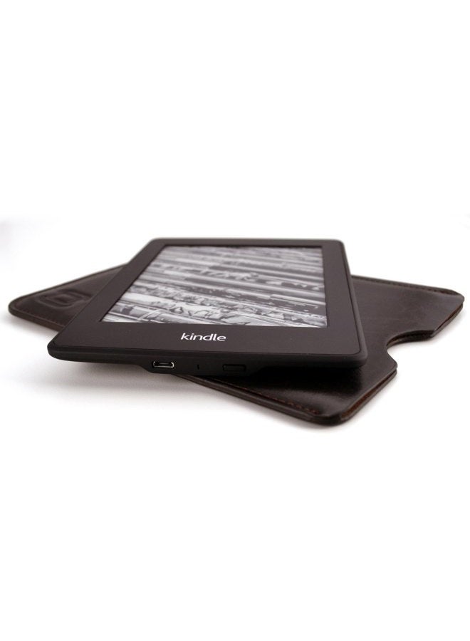 Dockem Executive Sleeve for Kindle Paperwhite, Kindle 6" E ink Display, Kindle Voyage; Slim, Simple, and Professional Case: Microfiber Felt Lined Basic Synthetic Leather Protective Cover [Dark Brown] - Image 2