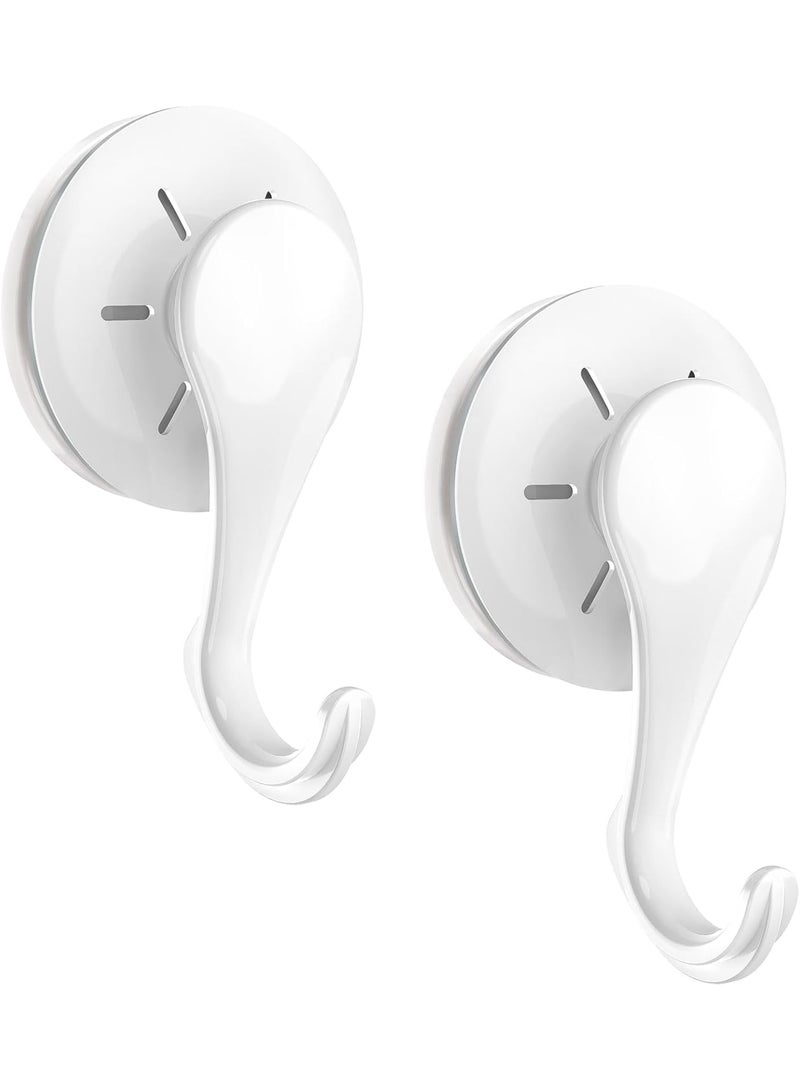 Zikra Suction Cup Hooks, 2 Pcs White Waterproof Shower Suction Hooks, Removable Heavy Duty Vacuum Suction Cup Hooks, Reusable Window Glass Door Suction Cup Hanger Holders for Bathroom, Kitchen, Decor - Image 1