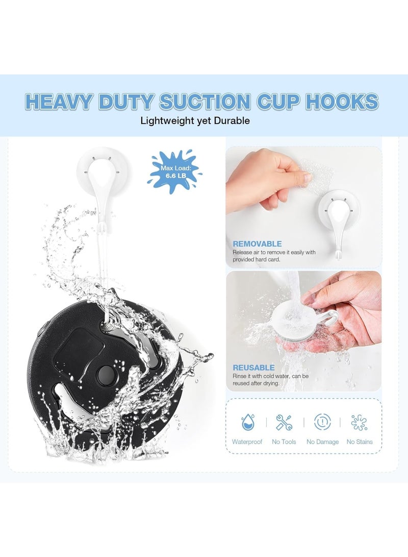 Zikra Suction Cup Hooks, 2 Pcs White Waterproof Shower Suction Hooks, Removable Heavy Duty Vacuum Suction Cup Hooks, Reusable Window Glass Door Suction Cup Hanger Holders for Bathroom, Kitchen, Decor - Image 3