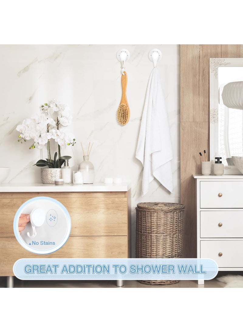 Zikra Suction Cup Hooks, 2 Pcs White Waterproof Shower Suction Hooks, Removable Heavy Duty Vacuum Suction Cup Hooks, Reusable Window Glass Door Suction Cup Hanger Holders for Bathroom, Kitchen, Decor - Image 2