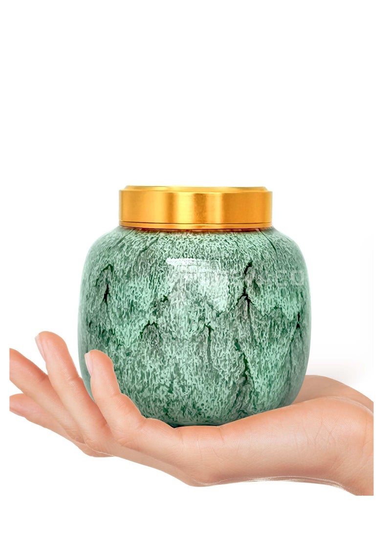 Excefore Small Cremation Keepsake Urns, Mini Decorative Urns, Small urns for Human Ashes, for use on Pets Weight Approximately 10 lbs (Turquoise) - Image 1