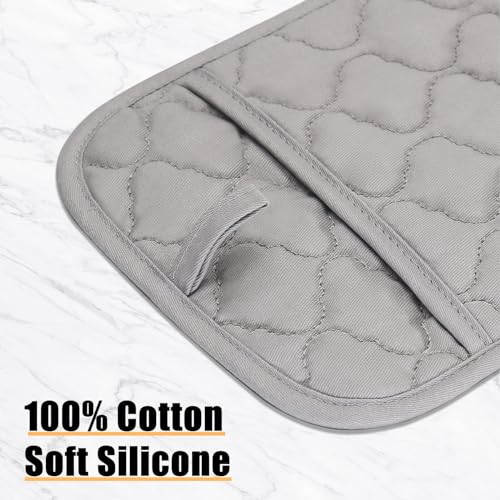 BSKSSK Oven Mitts Kitchen Towels and Dishcloths Pot Holders Sets, Oven Gloves Kitchen Dish Towels 500 Degree Heat Resistant Potholders with Non-Slip Silicone Surface for Cooking, Grilling, Baking-Gray - Image 4