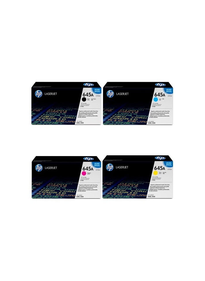 Set of original laser ink HP 4 colors 645A Red yellow black blue