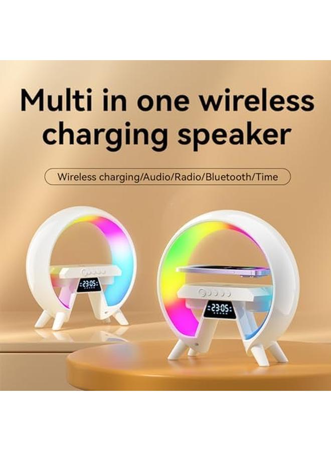 LINJIE Smart Bluetooth Speaker Wireless Phone Charger Led Light Multifunctional Rgb Night Light And Charging Station Smart Sounder Alarm Clock For Bedroom Office Kids Adults - Image 2