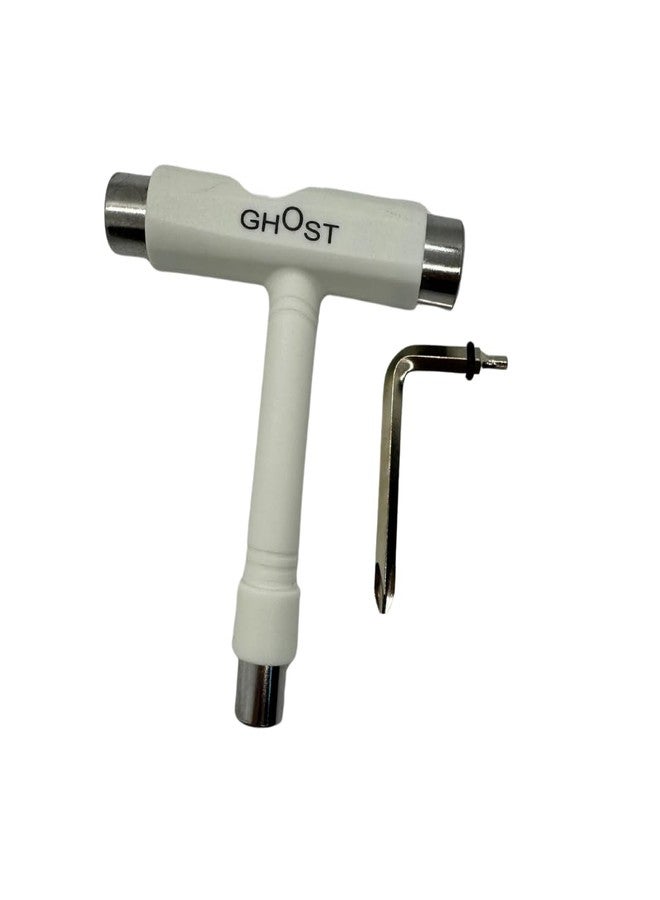 GHOST BOARDS Skate Tool All-in-One, Multi-Function Portable Skateboard T Tools Accessory - with T-Type Allen Key and L-Type Phillips Head Wrench Screwdriver (White) - Image 1