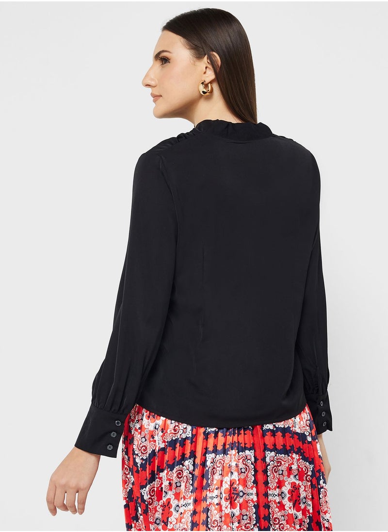 ELLA - Ruched Detail Button Down Top - Image 1