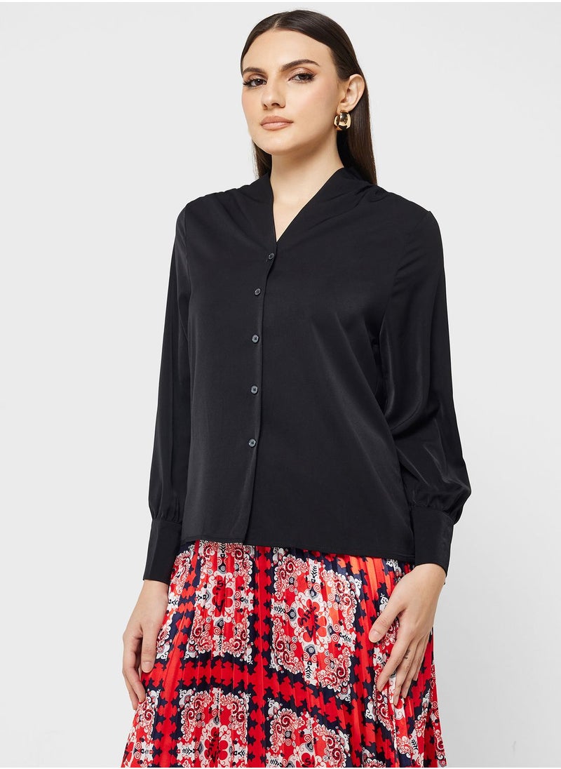 ELLA - Ruched Detail Button Down Top - Image 1