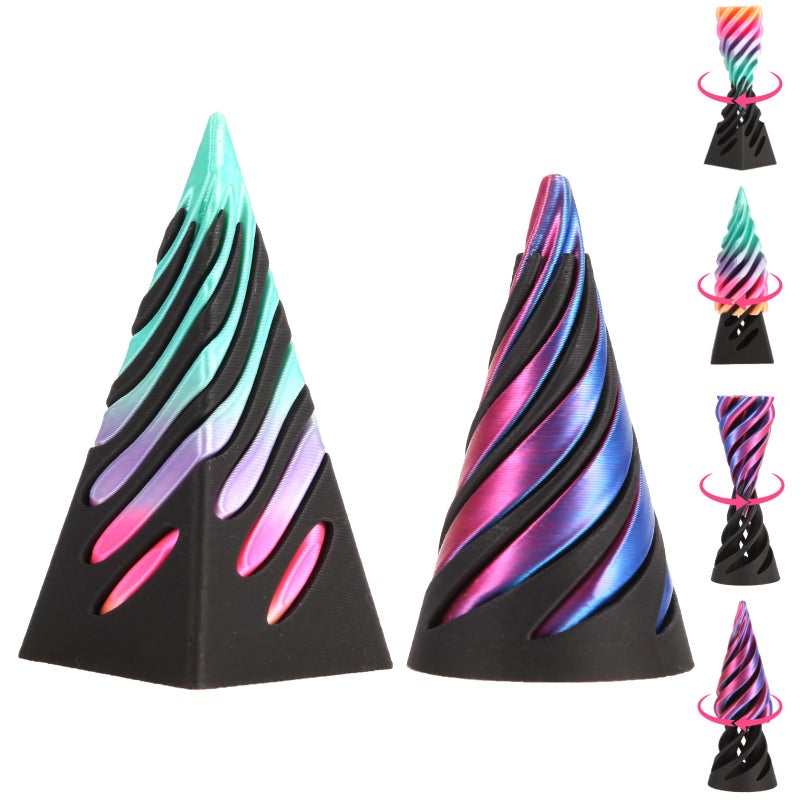 Cucue Pyramid Spiral Cone Toy - Reversible Passthrough Sculpture for Calmness & Relaxation - Impossible 3D Printed Optical Illusion Gadget, Fidget Desk Toy for Kids & Adults - Image 1