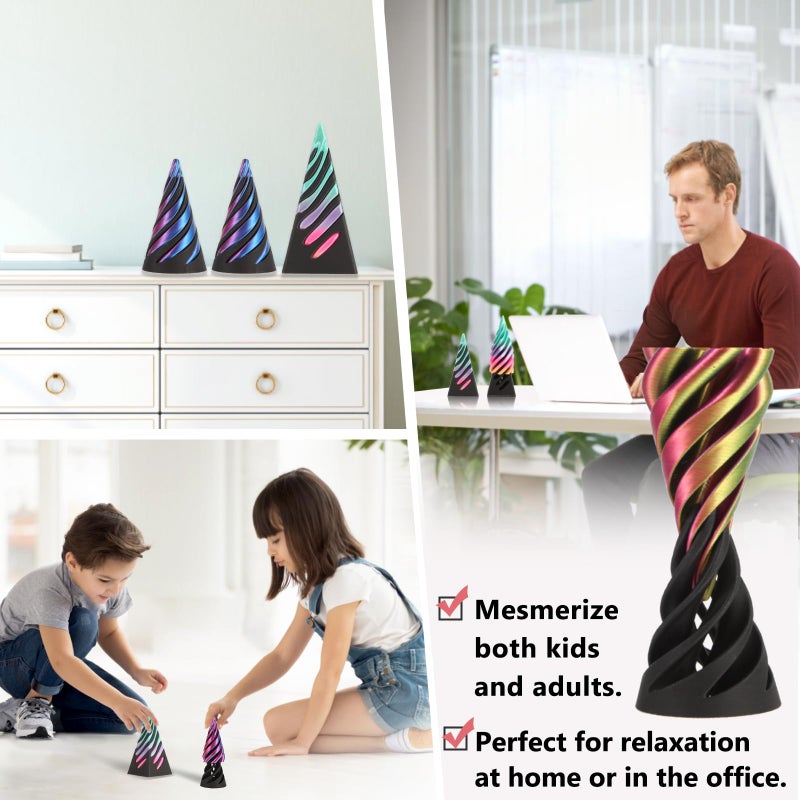 Cucue Pyramid Spiral Cone Toy - Reversible Passthrough Sculpture for Calmness & Relaxation - Impossible 3D Printed Optical Illusion Gadget, Fidget Desk Toy for Kids & Adults - Image 3