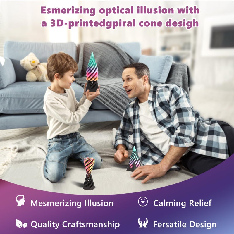 Cucue Pyramid Spiral Cone Toy - Reversible Passthrough Sculpture for Calmness & Relaxation - Impossible 3D Printed Optical Illusion Gadget, Fidget Desk Toy for Kids & Adults - Image 5