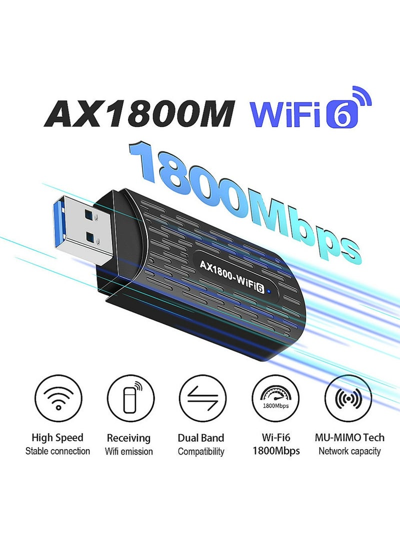 يوجي محول واي فاي USB ، AC1800Mbps مزدوج النطاق 5dBi هوائي مكسب عالي 2.4GHz / 5GHz محول الشبكة اللاسلكية للكمبيوتر الشخصي ، يدعم ويندوز / 8/10/11 - Image 2