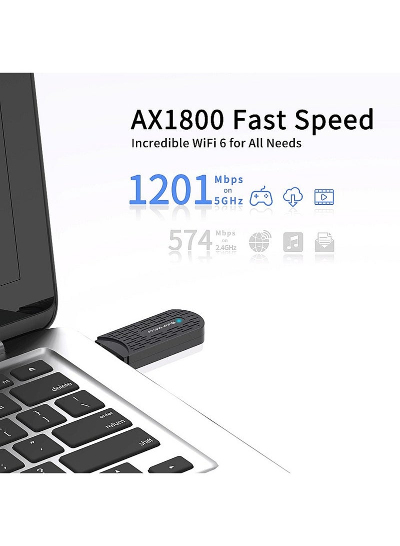 يوجي محول واي فاي USB ، AC1800Mbps مزدوج النطاق 5dBi هوائي مكسب عالي 2.4GHz / 5GHz محول الشبكة اللاسلكية للكمبيوتر الشخصي ، يدعم ويندوز / 8/10/11 - Image 5