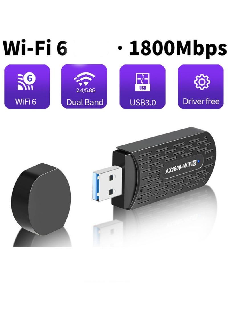 يوجي محول واي فاي USB ، AC1800Mbps مزدوج النطاق 5dBi هوائي مكسب عالي 2.4GHz / 5GHz محول الشبكة اللاسلكية للكمبيوتر الشخصي ، يدعم ويندوز / 8/10/11 - Image 1