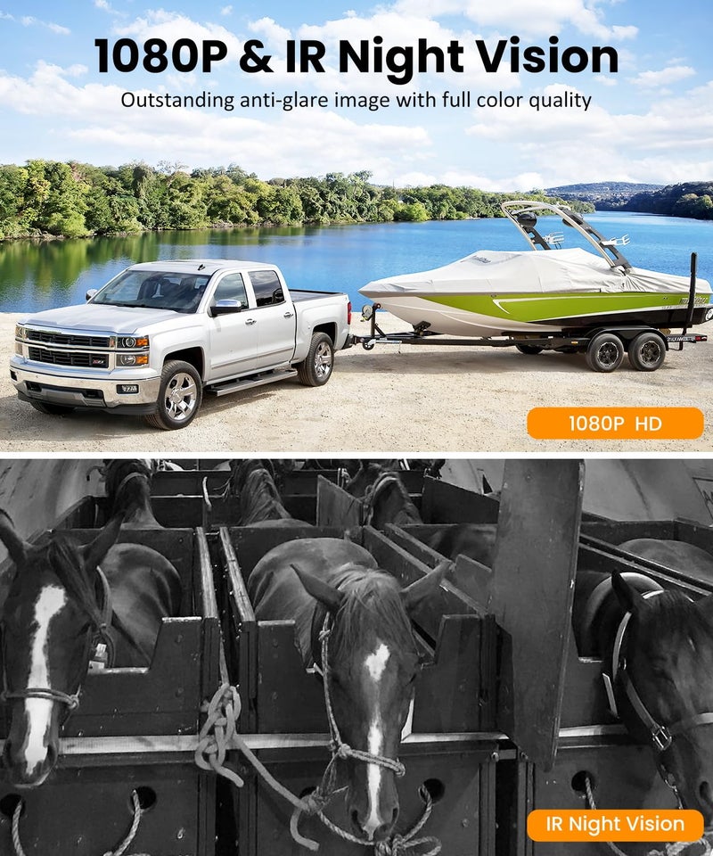 AUTO-VOX AUTO VOX Wireless Backup Camera Solar Magnetic: with 7.2" DVR 1080P 2 Split Recording Monitor, Dual Antenna Stable Signal,IP69K & 1-Min Install,HD IR Night Vision for Truck, Trailer, RV, Camper - Image 5