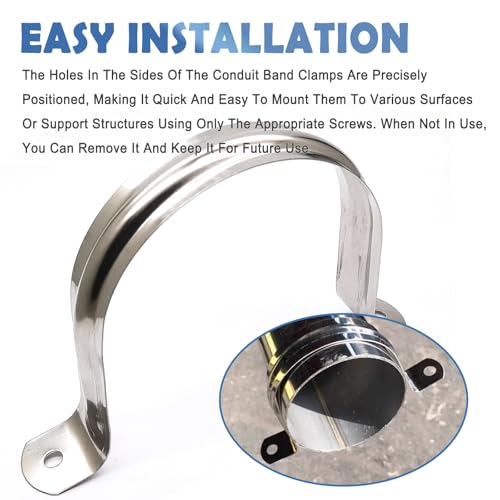 Nge 4inch Rigid Pipe Strap Clamp-Two Hole Strap-U Bracket Tube Clip-Stainless Steel Heavy Duty Pipe Fasten Holder-Secures Conduit，4Pcs（115mm) - Image 5