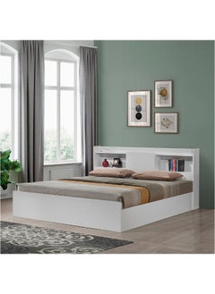 DANUBE HOME Supreme 200x200 Super King Bed – Modern Wooden Bed Frame with Headboard, Spacious Design for Master Bedroom, Durable Build-White  - Image 1