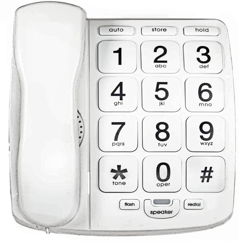 tyler TBBP-4-WH Telephone for Seniors - Large Button Landline Phone for Elderly with Loud Speaker, Speed Dial, Ringer Volume Control, Wall Mount - Easy to See & Press Numbers - Works in Power Outage - Image 1