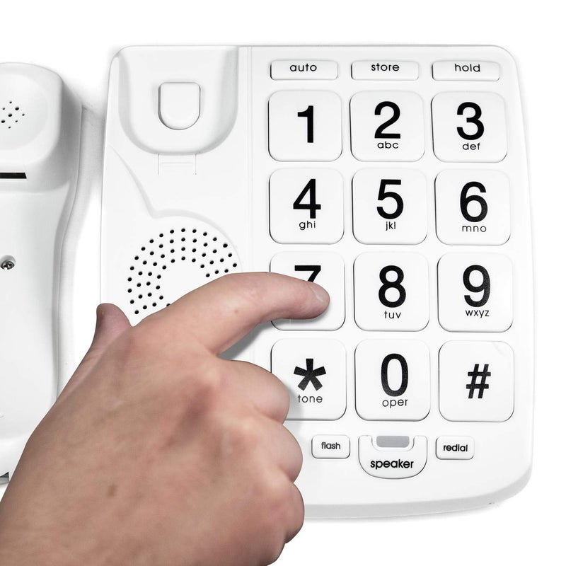 tyler TBBP-4-WH Telephone for Seniors - Large Button Landline Phone for Elderly with Loud Speaker, Speed Dial, Ringer Volume Control, Wall Mount - Easy to See & Press Numbers - Works in Power Outage - Image 4