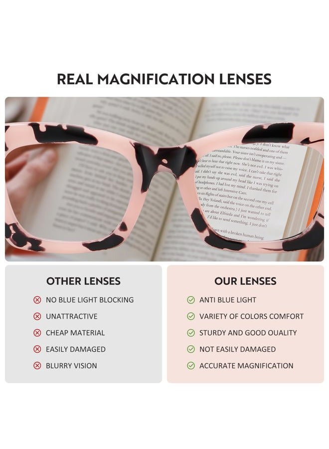 ZEHEXA Reading Glasses for Women Blue Light Blocking Glasses Filter UV Square Readers Glasses for Men and Women 5 Pack 1.0 - Image 5