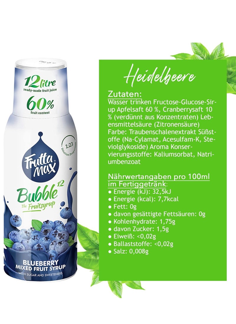 Fruttamax FruttaMax - Fruit Syrup Concentrate | Less Sugar | with 60% Fruit Content | Suitable for soda Machine 500ml (Blueberry)  - Image 2