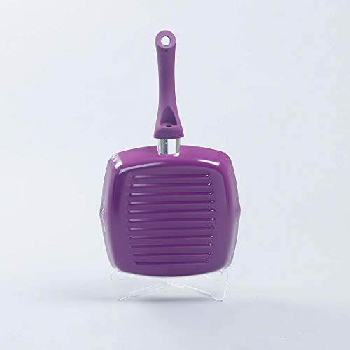 Wonderchef Royal Velvet Non-Stick Grill Pan 24cm for Kitchen, Non-Toxic Chemical & PFOA Free, Low-Oil Cooking, Scratch-Resistant, Gas Stove & Induction Friendly, Soft Handle, 2-Yr Warranty, Purple - Image 5