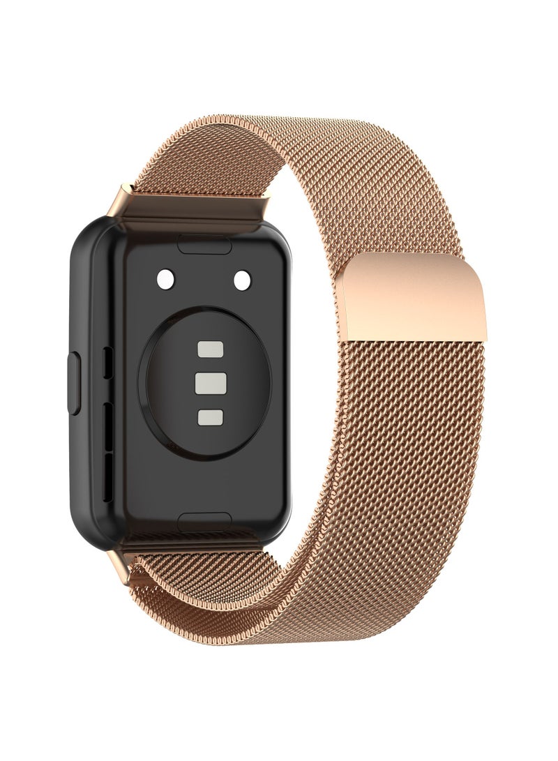 أحزمة متوافقة مع هواوي فيت 2 سوار ساعة مغناطيسي ستانلس ستيل للرجال والنساء روز الذهب - Image 2