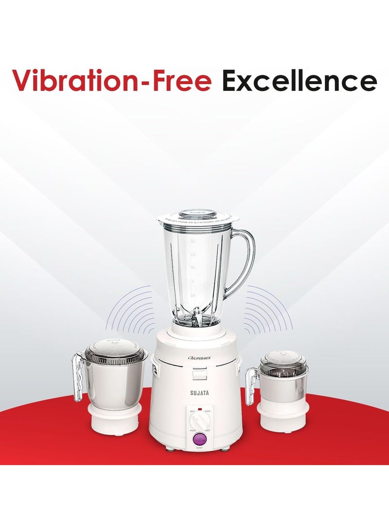 Sujata Supermix 900 Watts Mixer Grinder | 22000 Rotations Per Min | 90 Minutes Continuous Running | 3 Versatile Jars 1750 ml, 1000 ml and 400 ml