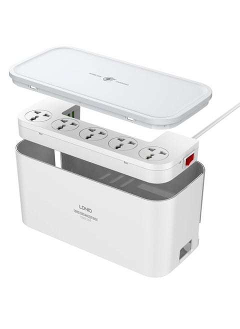 Wireless Charging Extension 5 Universal Management Power Socket Storage Box 3 USB Plug QC3.0 PD, Wireless Charging Extension Cord 2M