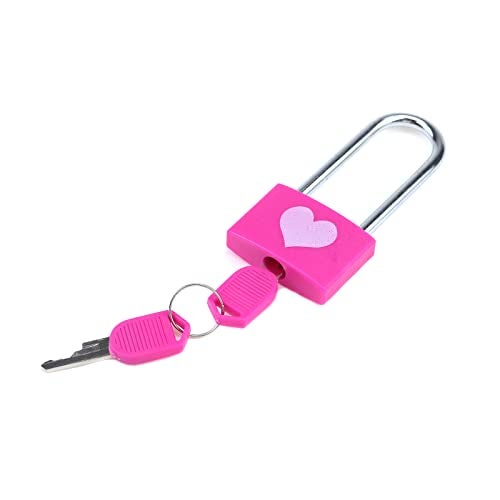 Dnyta 2 Packs Keyed Padlocks Long Shackle Padlock with Keys Cute Padlock Decorative Locks -Pink - Image 3