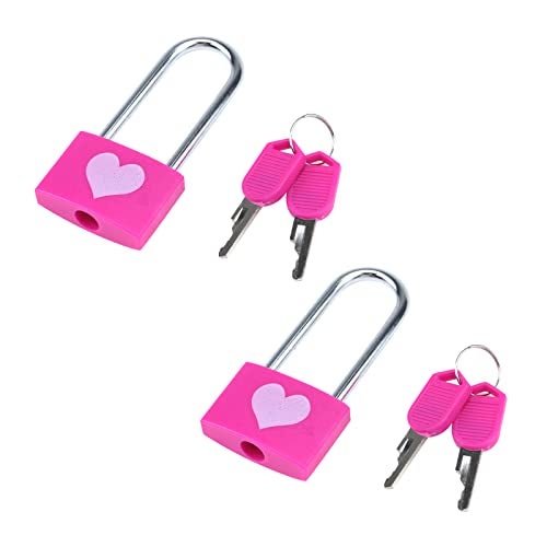 Dnyta 2 Packs Keyed Padlocks Long Shackle Padlock with Keys Cute Padlock Decorative Locks -Pink - Image 1
