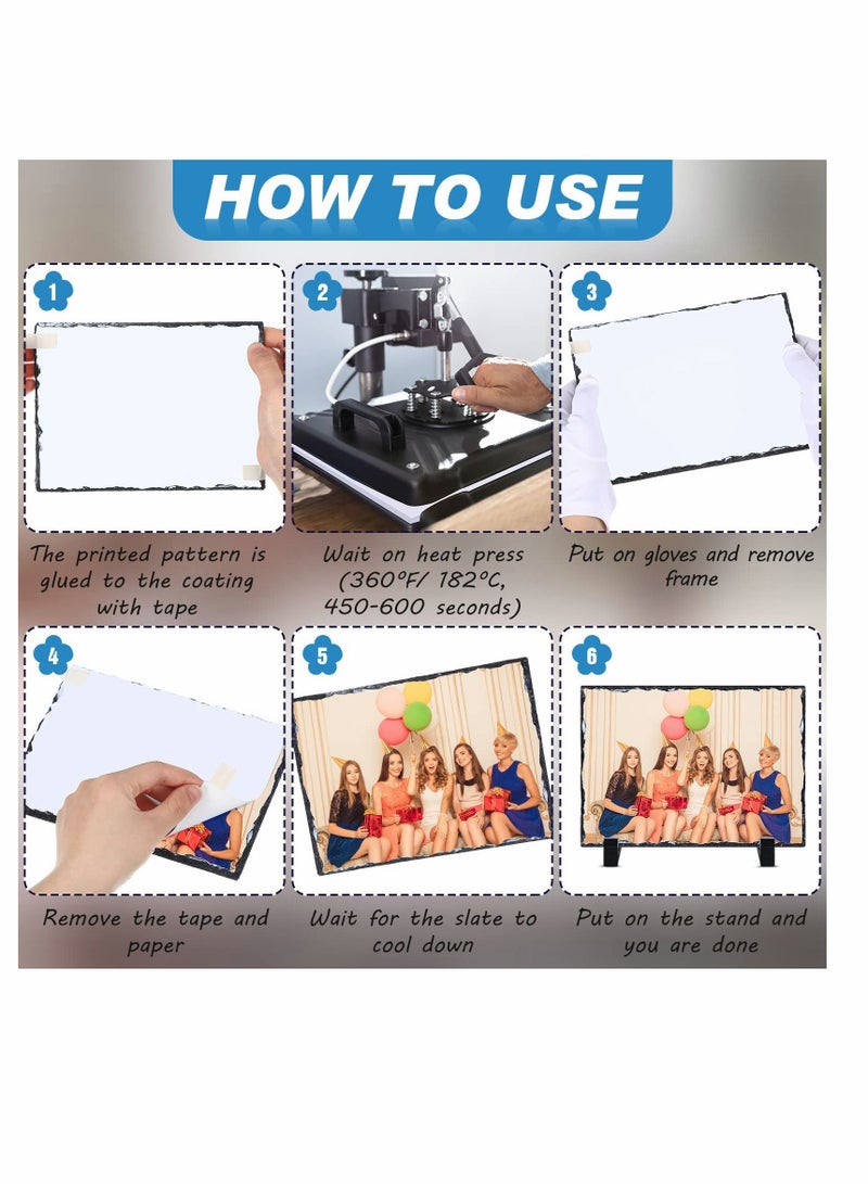 SYOSI Sublimation Blank Slate Rock Stone Photo Frame, Thermal Transfer Stone Slab Rectangular Photo Frame with Display Stand for Heat Press (2 Pcs, 3.9 x 5.9 Inches) - Image 4