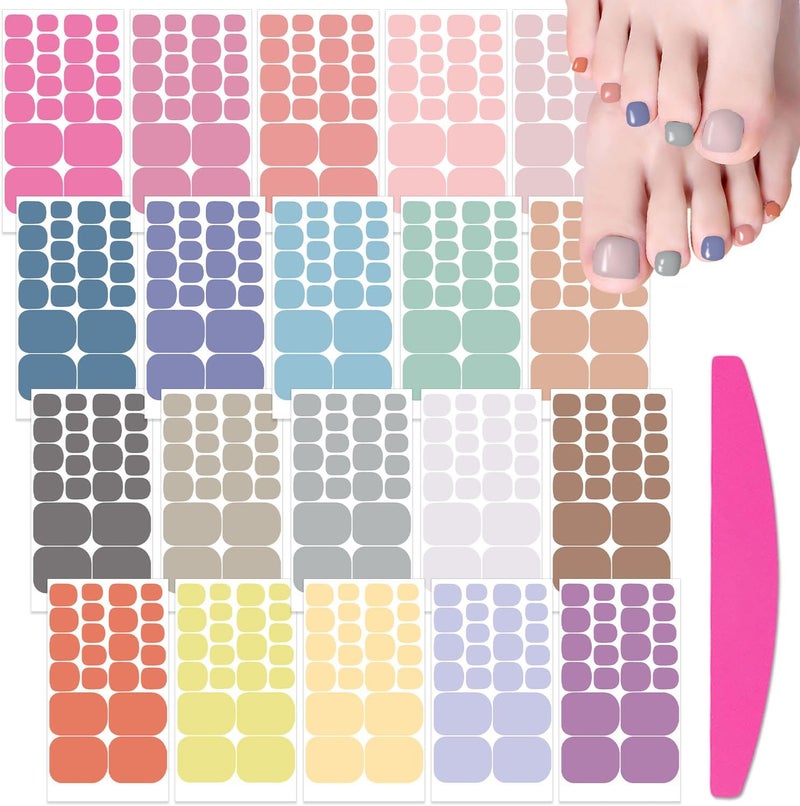 شرائط أظافر القدم ذات اللون الفاتح SILPECWEE 20 ورقة لاصقة ذاتيًا لطلاء الأظافر