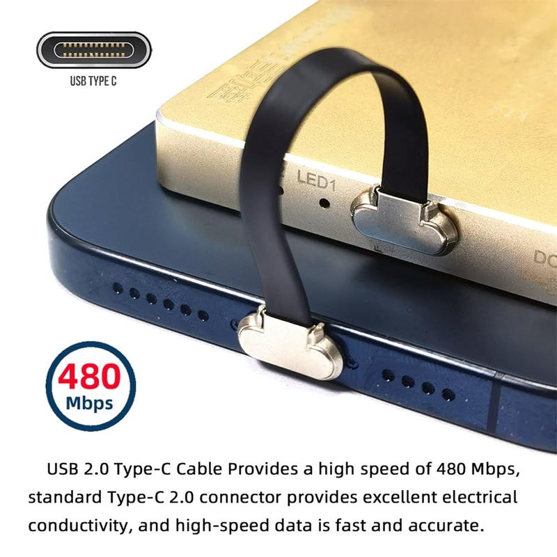 cablecc 65W USB-C Type C to USB-C Ultra Slim Flat Power USB2.0 Data Angled Cable Fast Charge for Laptop Tablet Phone - Image 4