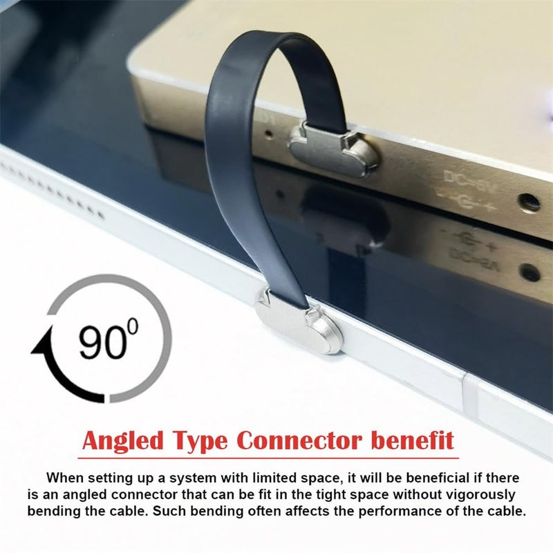 cablecc 65W USB-C Type C to USB-C Ultra Slim Flat Power USB2.0 Data Angled Cable Fast Charge for Laptop Tablet Phone - Image 5