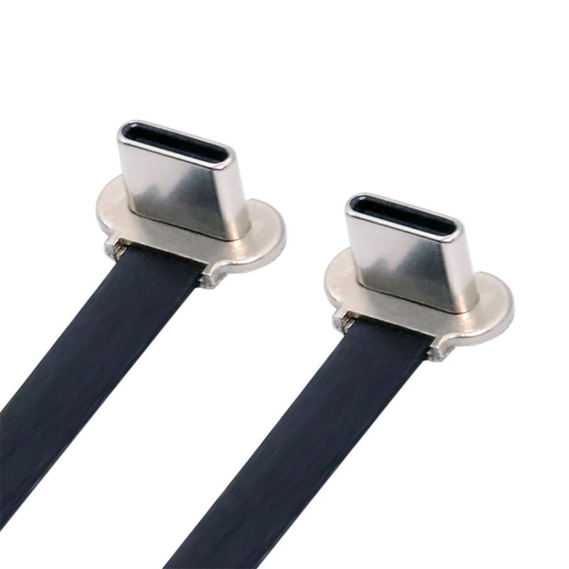 cablecc 65W USB-C Type C to USB-C Ultra Slim Flat Power USB2.0 Data Angled Cable Fast Charge for Laptop Tablet Phone - Image 1