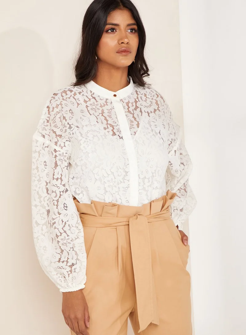 Keepsake Subshine Lace Puff Sleeve Shirt