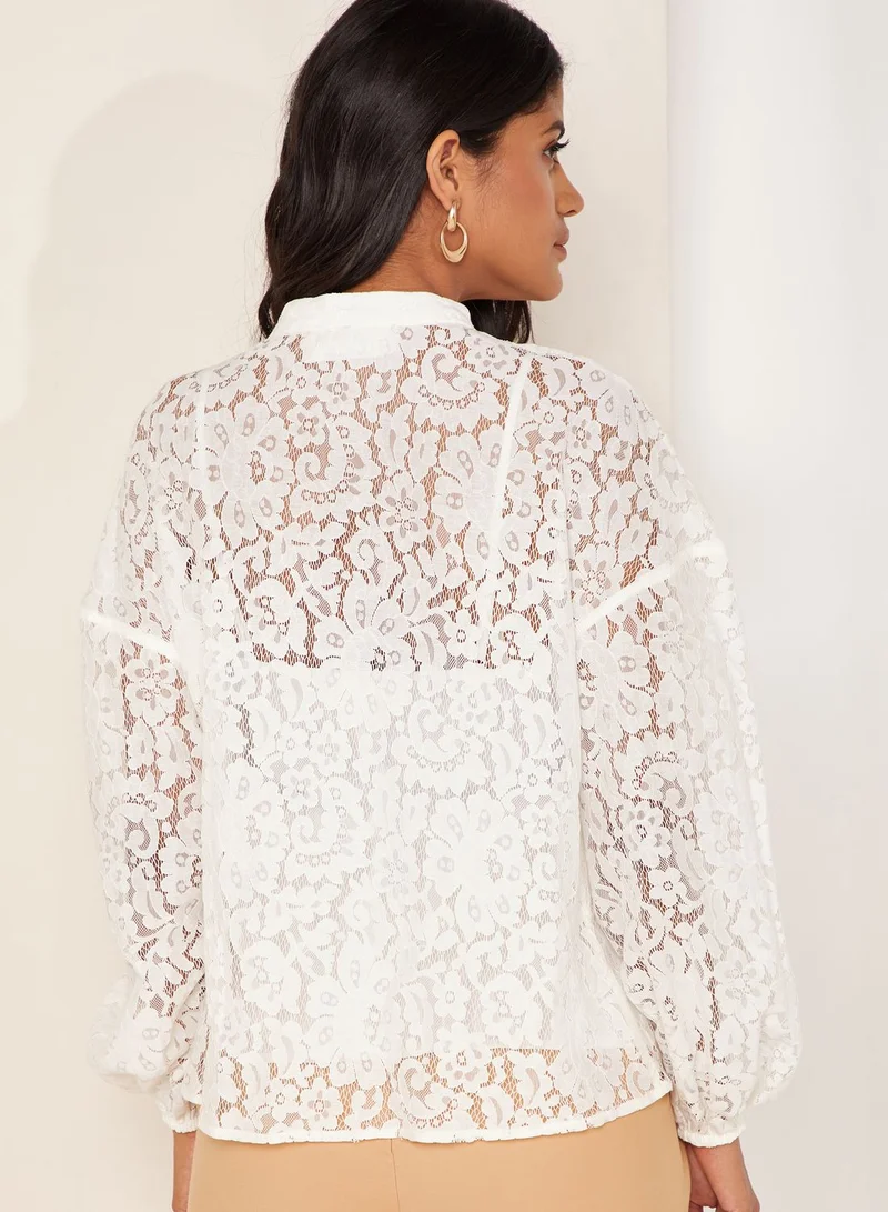 Keepsake Subshine Lace Puff Sleeve Shirt