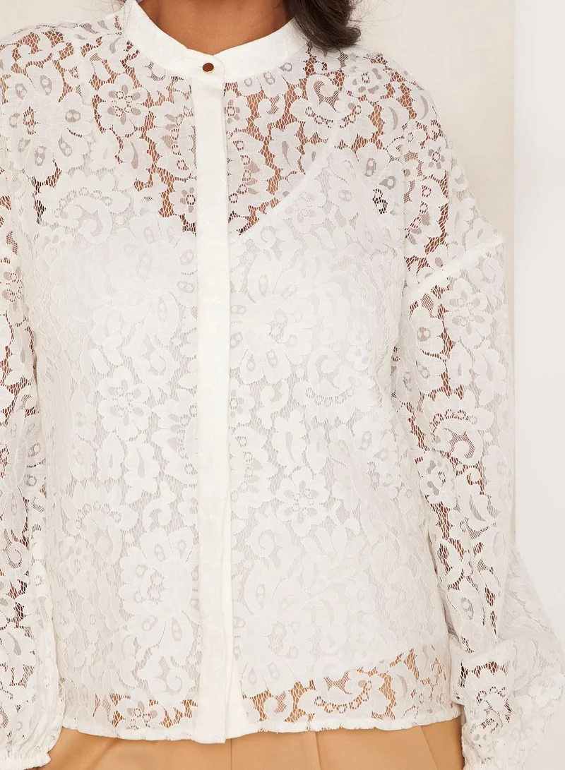 Keepsake Subshine Lace Puff Sleeve Shirt