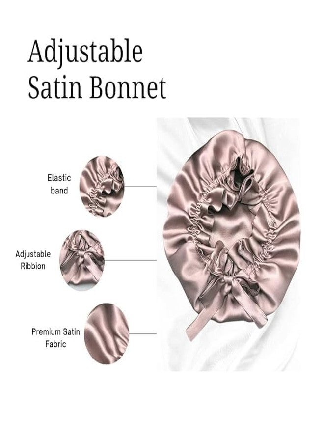 Atrube Silk Bonnet for Hair with 3 Satin Scrunchies, Satin Bonnet for Curly Hair with 2 Pack Pillow Covers, Adjustable Hair Bonnet, Best Gift Combo Pack (Golden) - Image 3