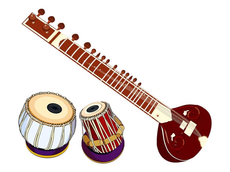 DivineDesigns (Size :- 76 X 38 cm) Divine Designs™ PVC Vinyl Self-Adhesive Musical Instruments Wall Sticker for Living Room, Bedroom, Office Wall Decoration (15 X 30 INCH) Pack 1 - Image 1