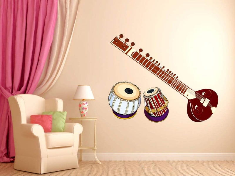 DivineDesigns (Size :- 76 X 38 cm) Divine Designs™ PVC Vinyl Self-Adhesive Musical Instruments Wall Sticker for Living Room, Bedroom, Office Wall Decoration (15 X 30 INCH) Pack 1 - Image 2